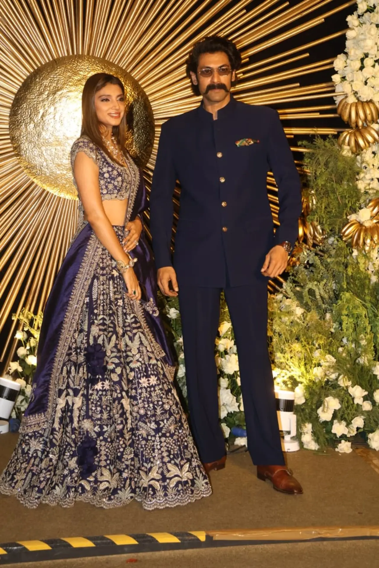 Rana Daggubati looked suave as he attended the reception with wife Miheeka. The couple looked gorgeous as they twinned in blue.